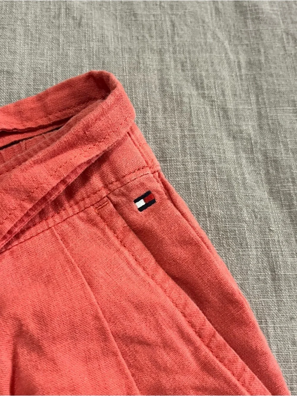 Tommy Hilfiger Nantucket Red Tie-Waist Linen Women's Shorts Size XS Preppy Beach